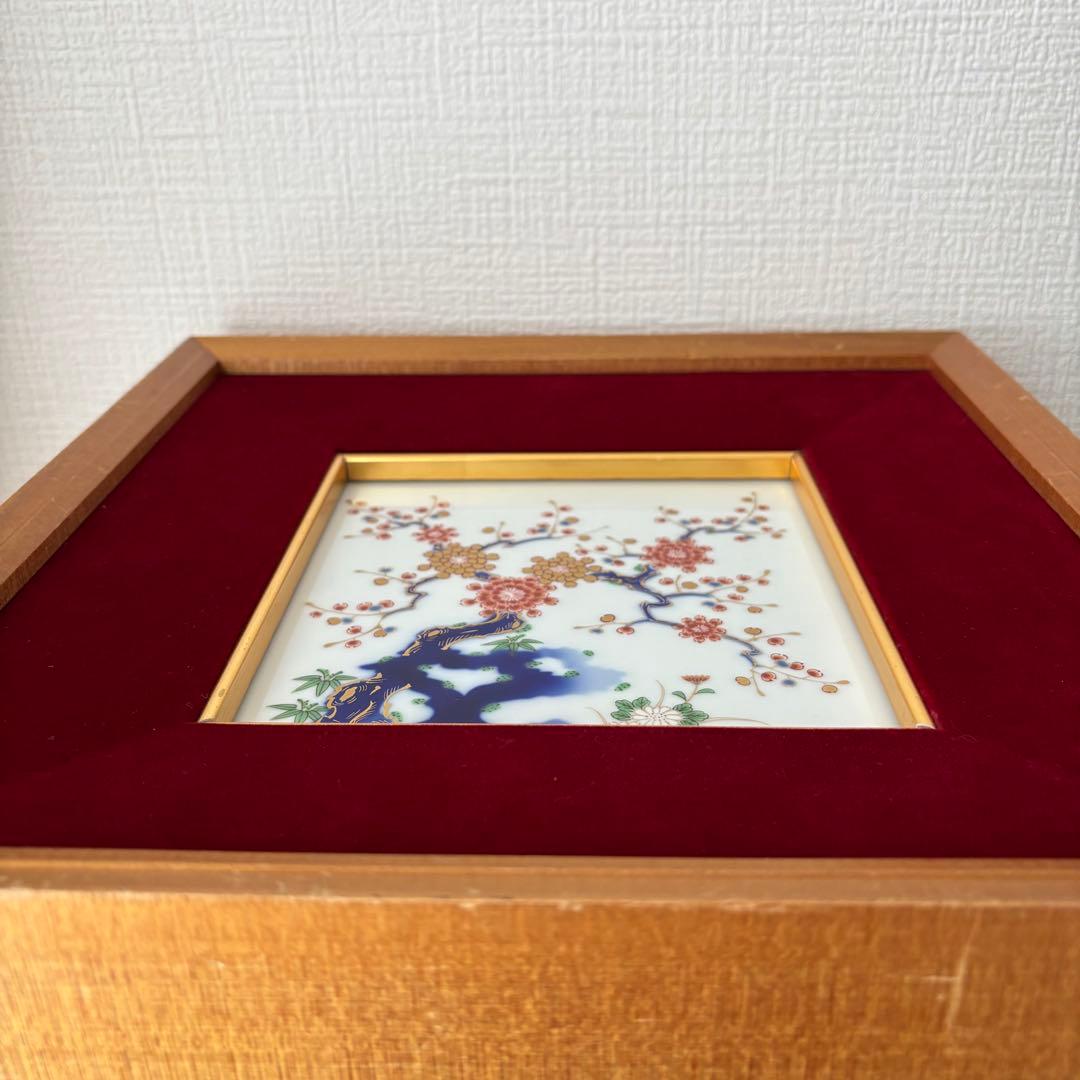 ⚫︎深川製磁　金彩　梅　陶板　　　　　　　 　　　　　　　　　　　　　　　和ラ下