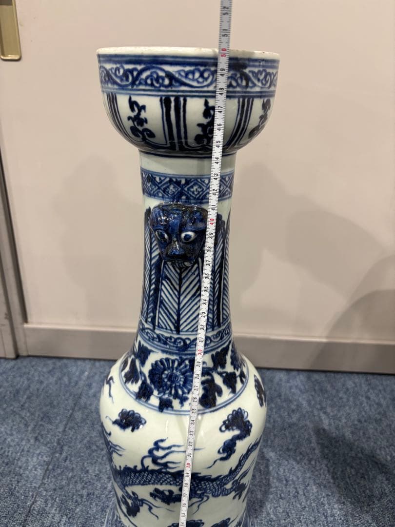 中国花瓶骨董品青白磁 ドラゴン模様 花瓶