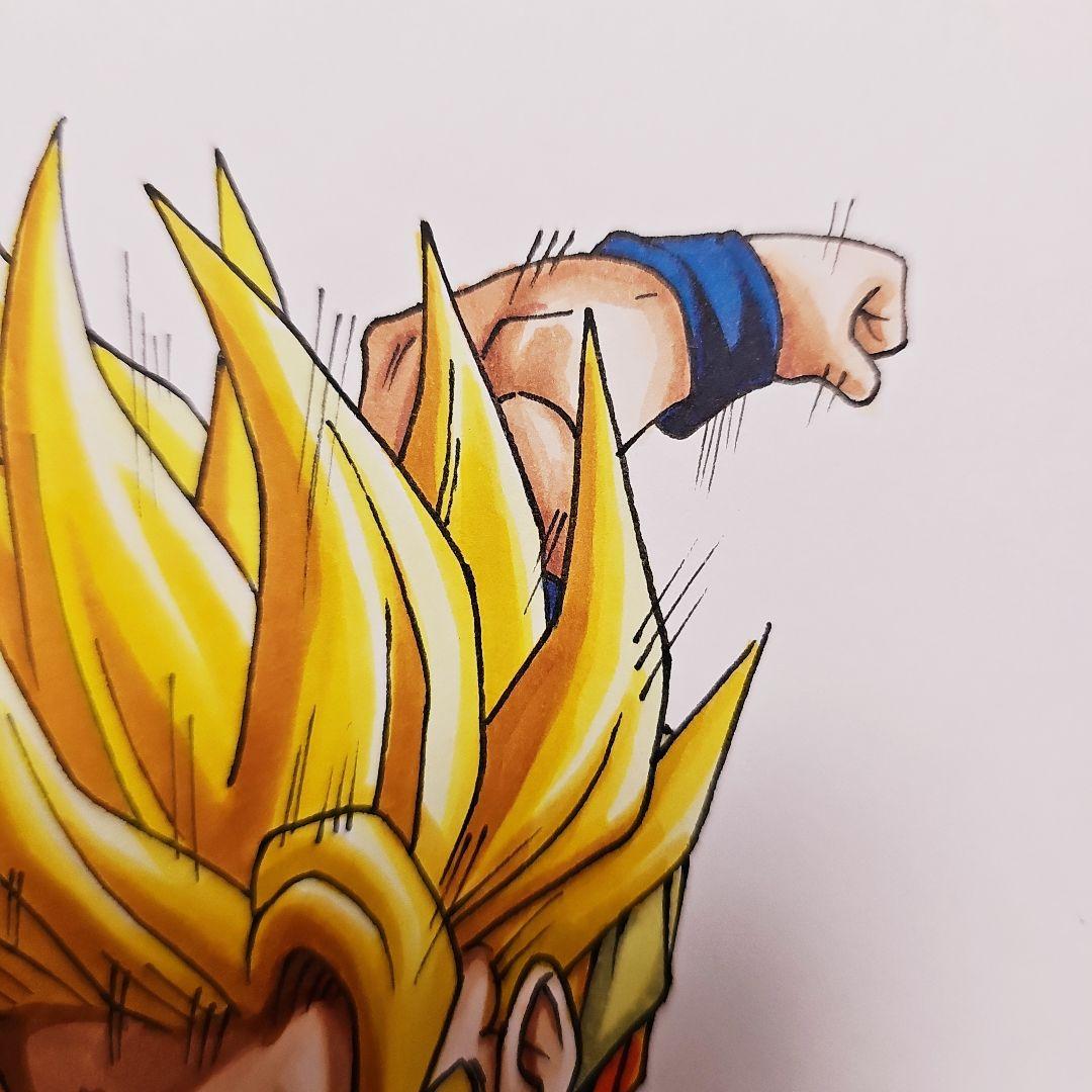 ドラゴンボール スーパーサイヤ人 孫悟空 カラーイラストサイン色紙