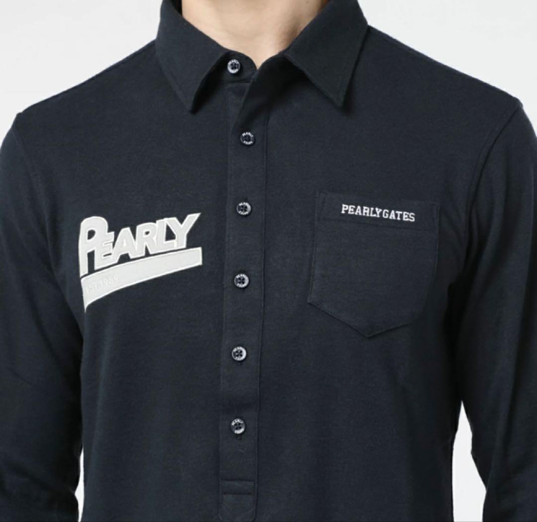 新品 パーリーゲイツ ストレッチカノコスムースピーチ 長袖ポロシャツ(5)L/紺