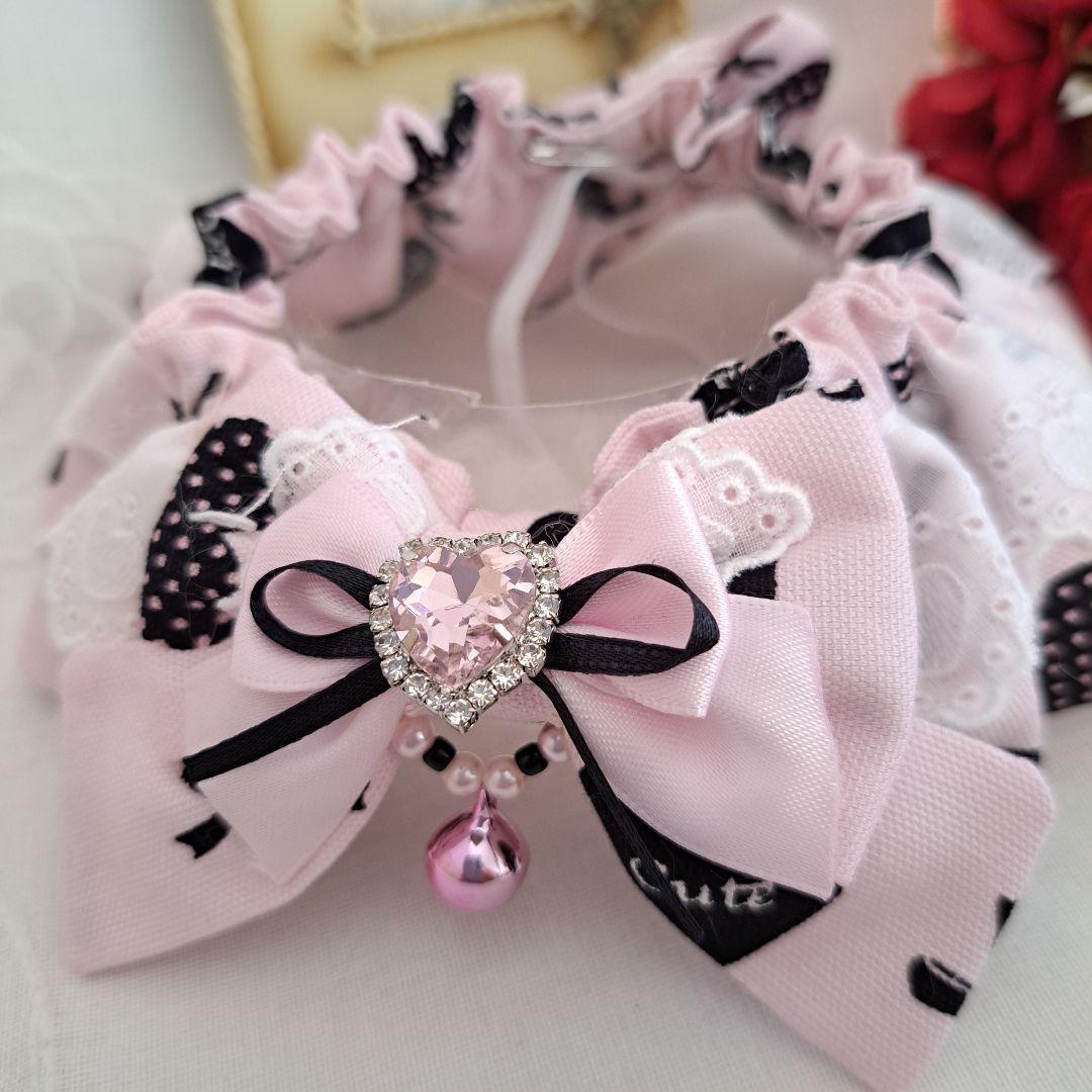 幅広シュシュバレンタインハート柄(ピンク)わんちゃん猫ちゃん用