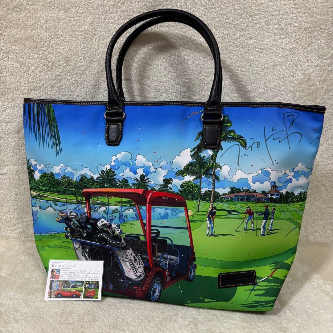 【美品】マンシングウェア 60周年 鈴木英人 トートバッグ キムハヌル サイン有