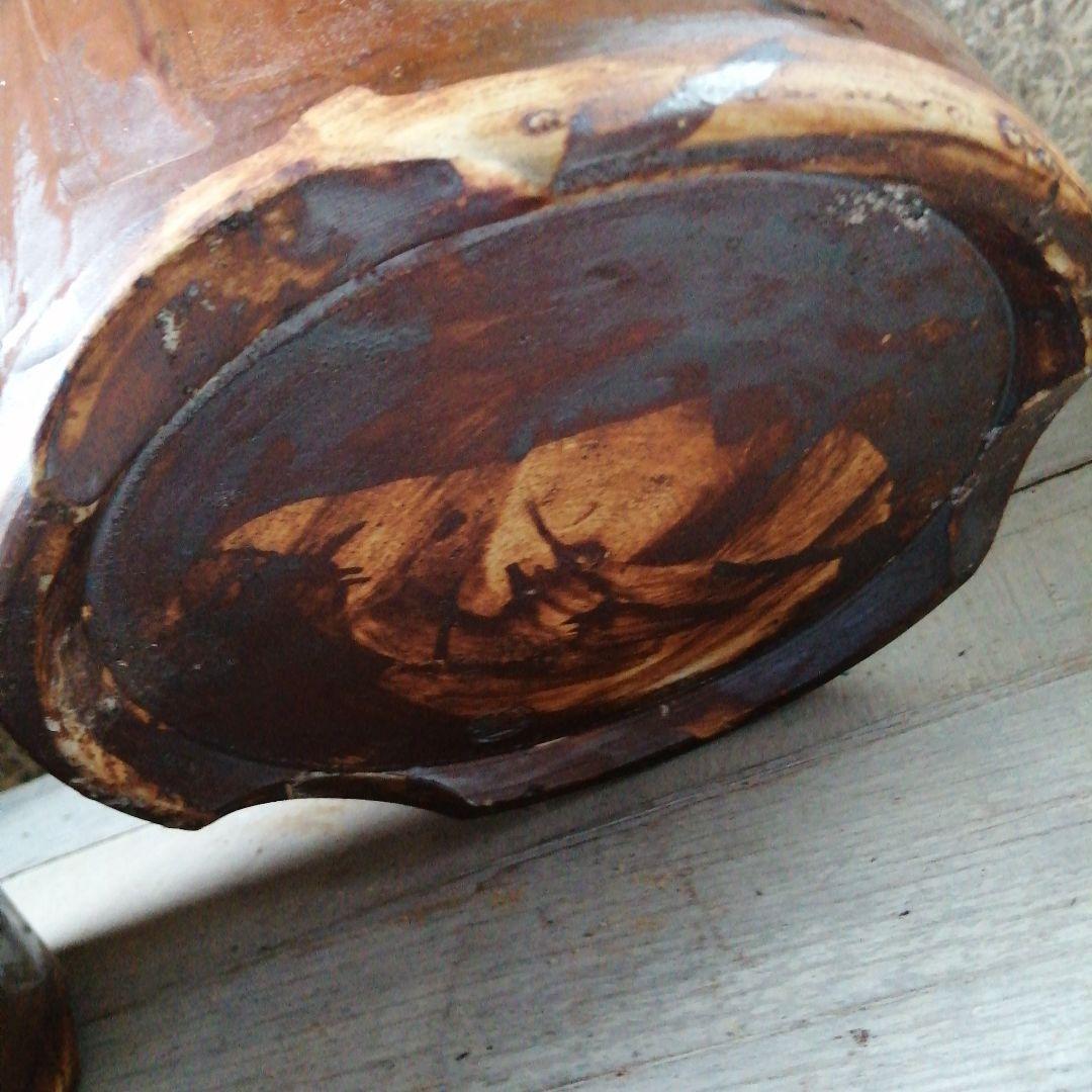 瀬戸焼　加藤作助　古瀬戸釉火鉢一対　21cm　大正～昭和中期