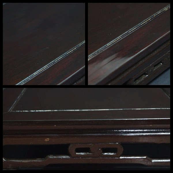 唐木紫檀製 細工透かし彫り花台 平卓 飾台 香炉台 盆栽台茶道具 長51.4cm