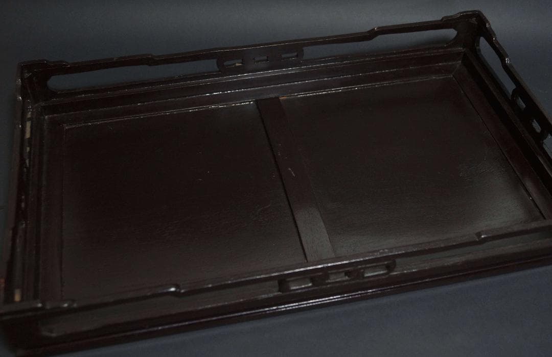 唐木紫檀製 細工透かし彫り花台 平卓 飾台 香炉台 盆栽台茶道具 長51.4cm