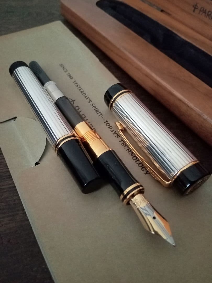 パーカー 万年筆 デュオフォールド スターリングシルバー ペン先 18金