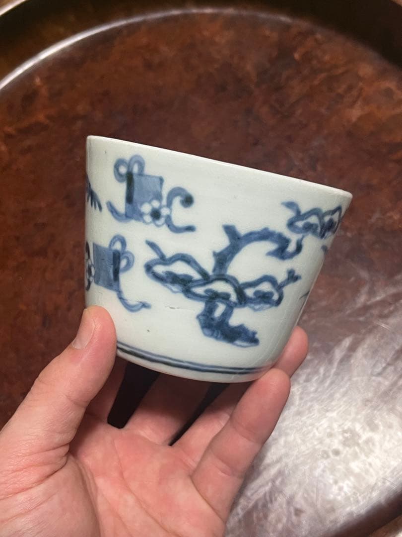 モダンデザイン　古伊万里　蕎麦猪口　散らし　無傷完品　大振り　松竹梅　柿右衛門