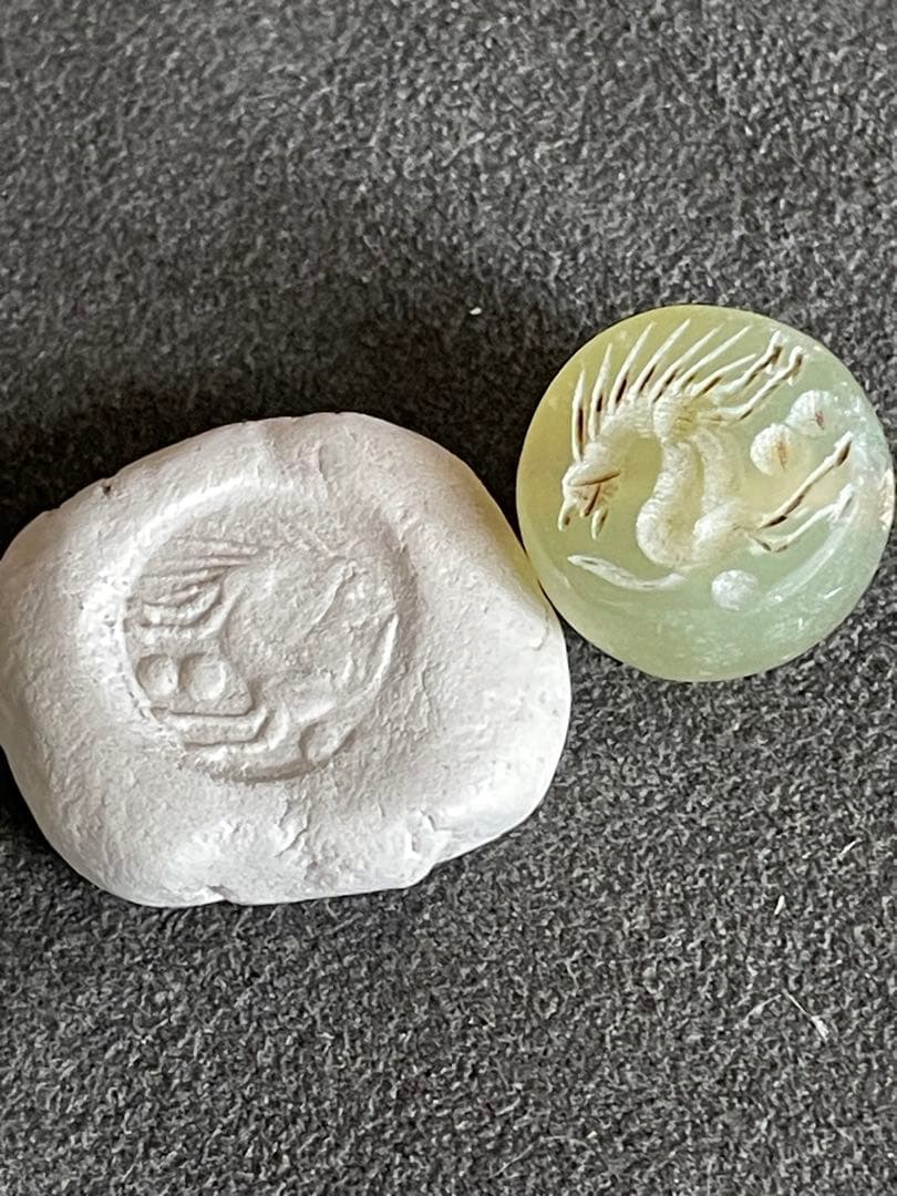 乳白色瑪瑙　古代ペルシアササン朝印章