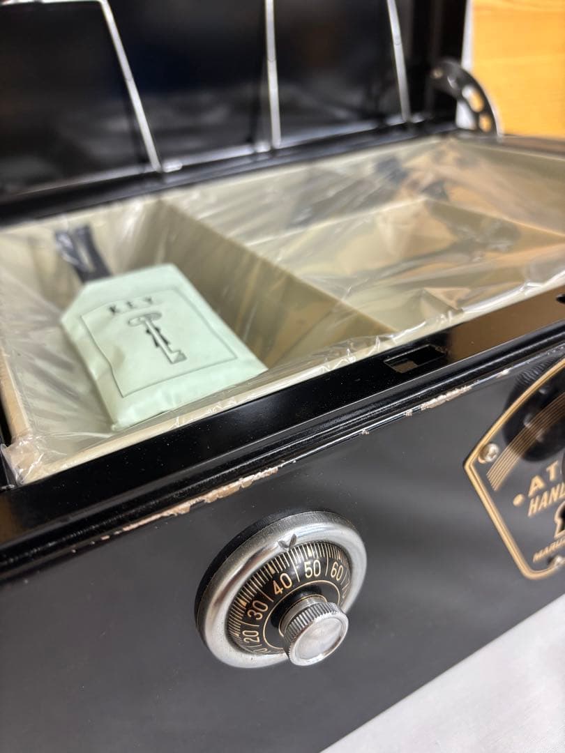 【希少/未使用に近い】丸善 ATHENA 手提げ金庫 ブラック レトロ