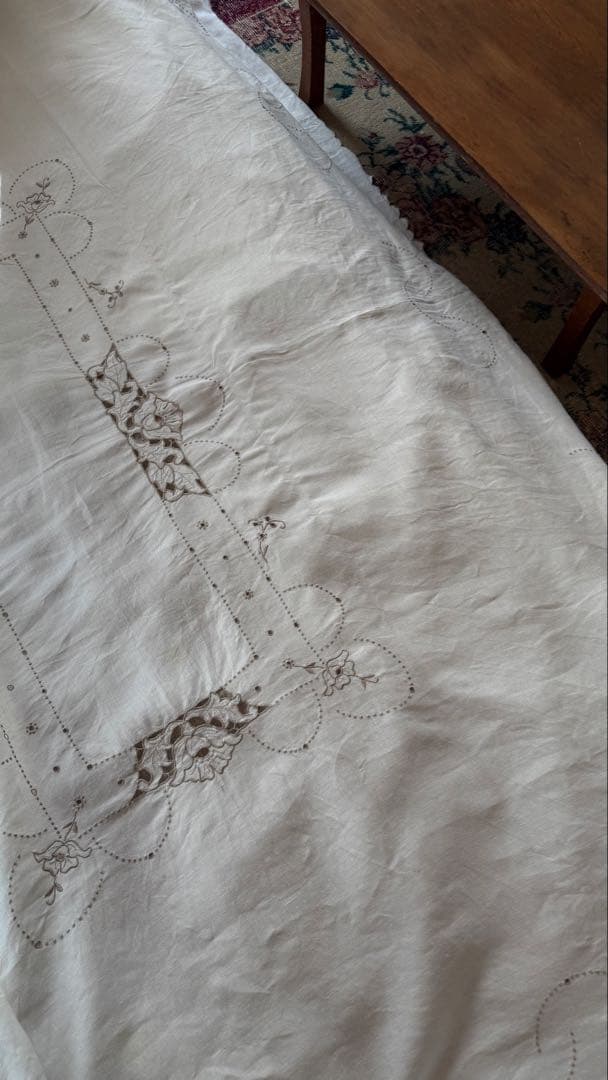 SALE❣️アンティークஐ花柄刺繍の大判クロスஐフランスお買い得