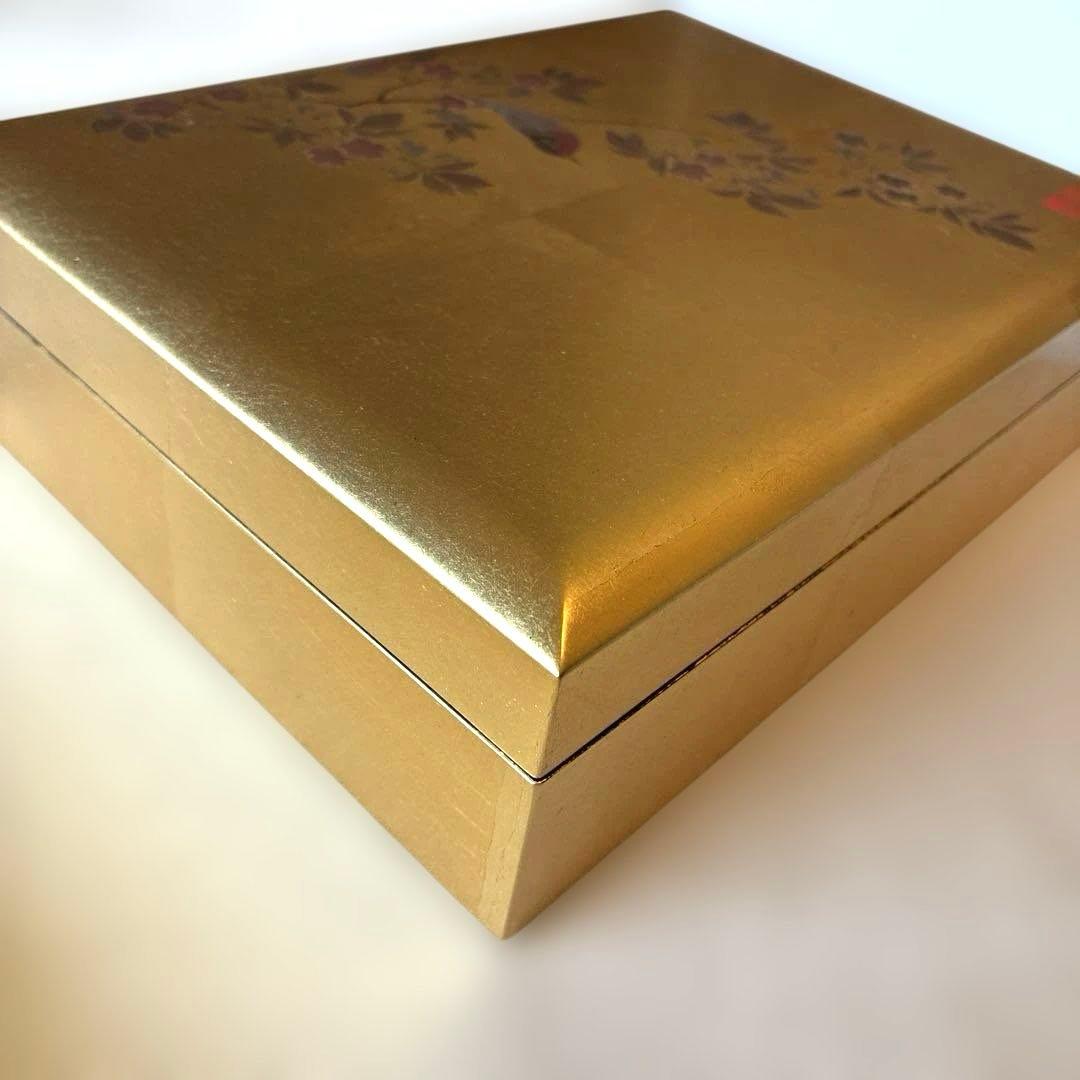 箔一　金沢金箔　手許箱　花見鳥　工芸品