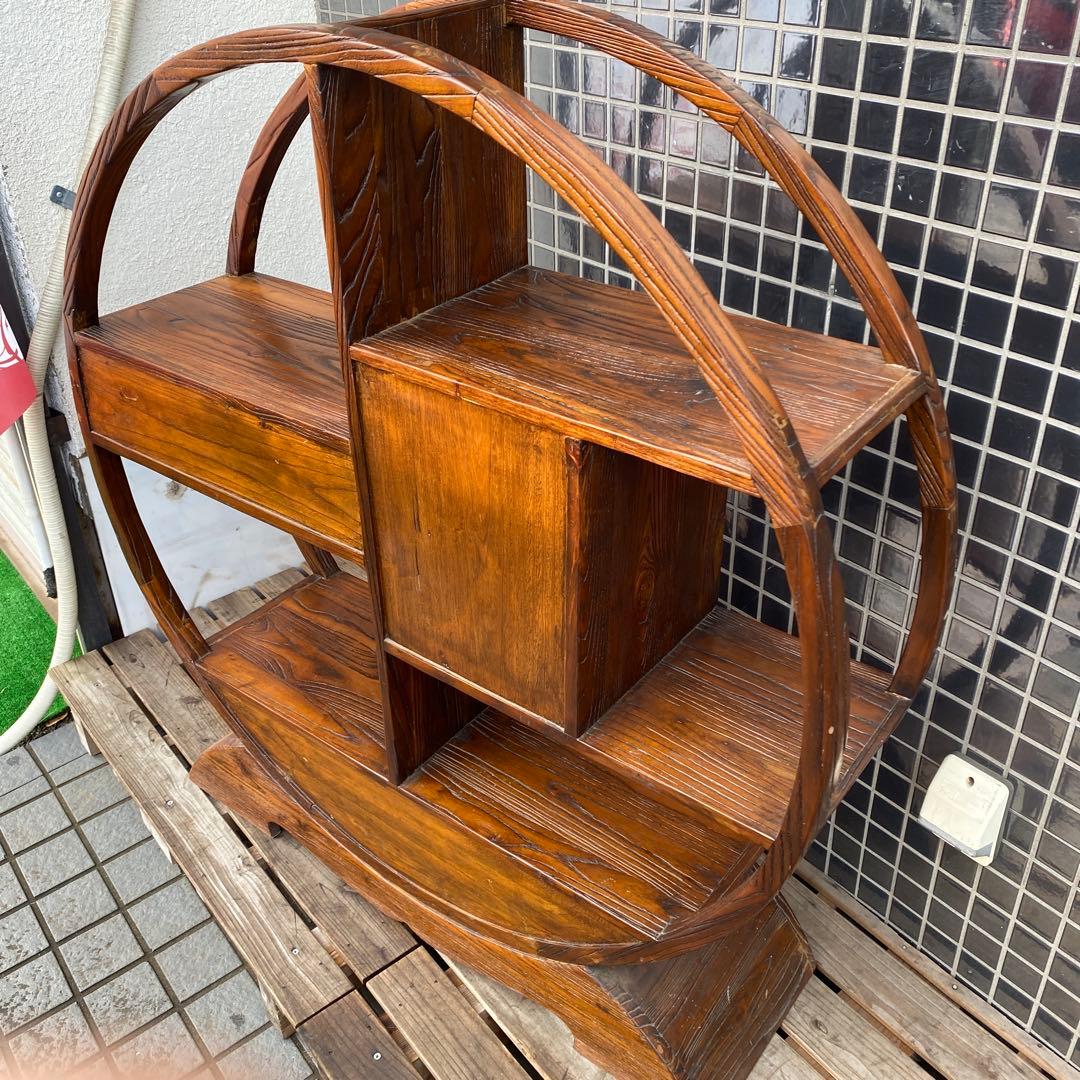 ヴィンテージ 円形飾り棚 小引き出し シノワズリ 李朝 店舗什器 インテリア