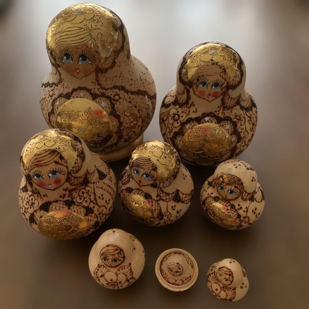 木製金彩使用⭐️マトリョーシカ⭐️全8体⭐️超美品