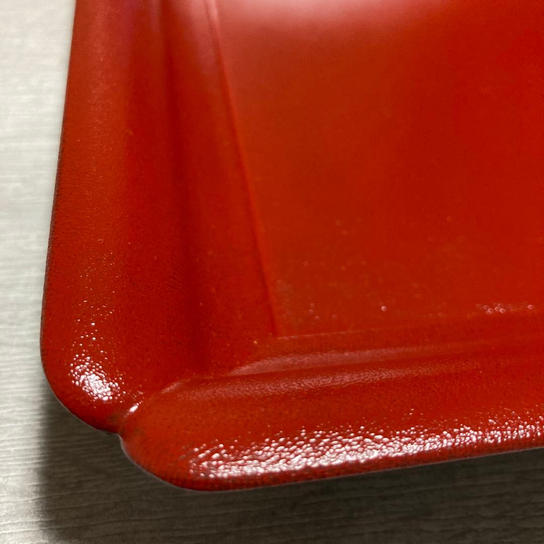 若狭盆　木製 四方盛り鉢、朱/翠バイカラーしぼ漆塗り　未使用品