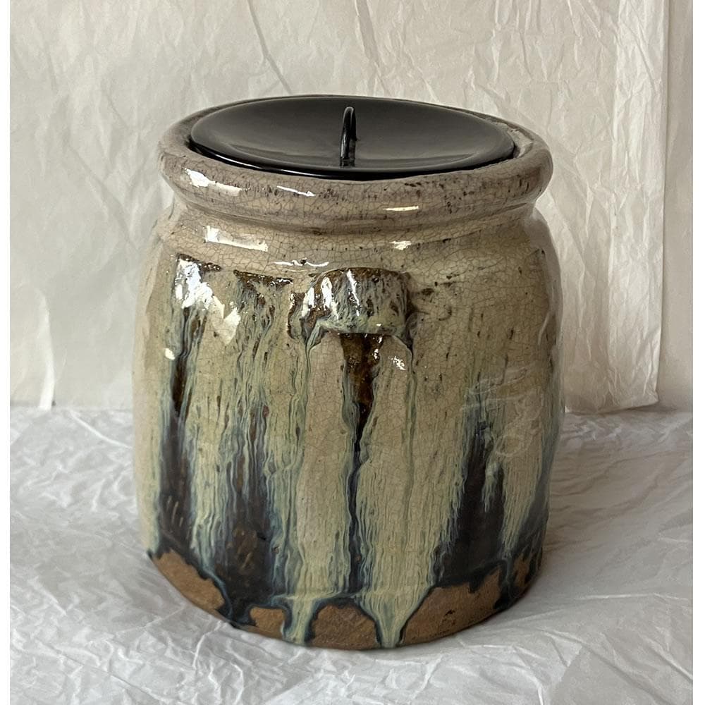 F1425 朝鮮唐津 耳付水指 木箱入り 水指 茶道具