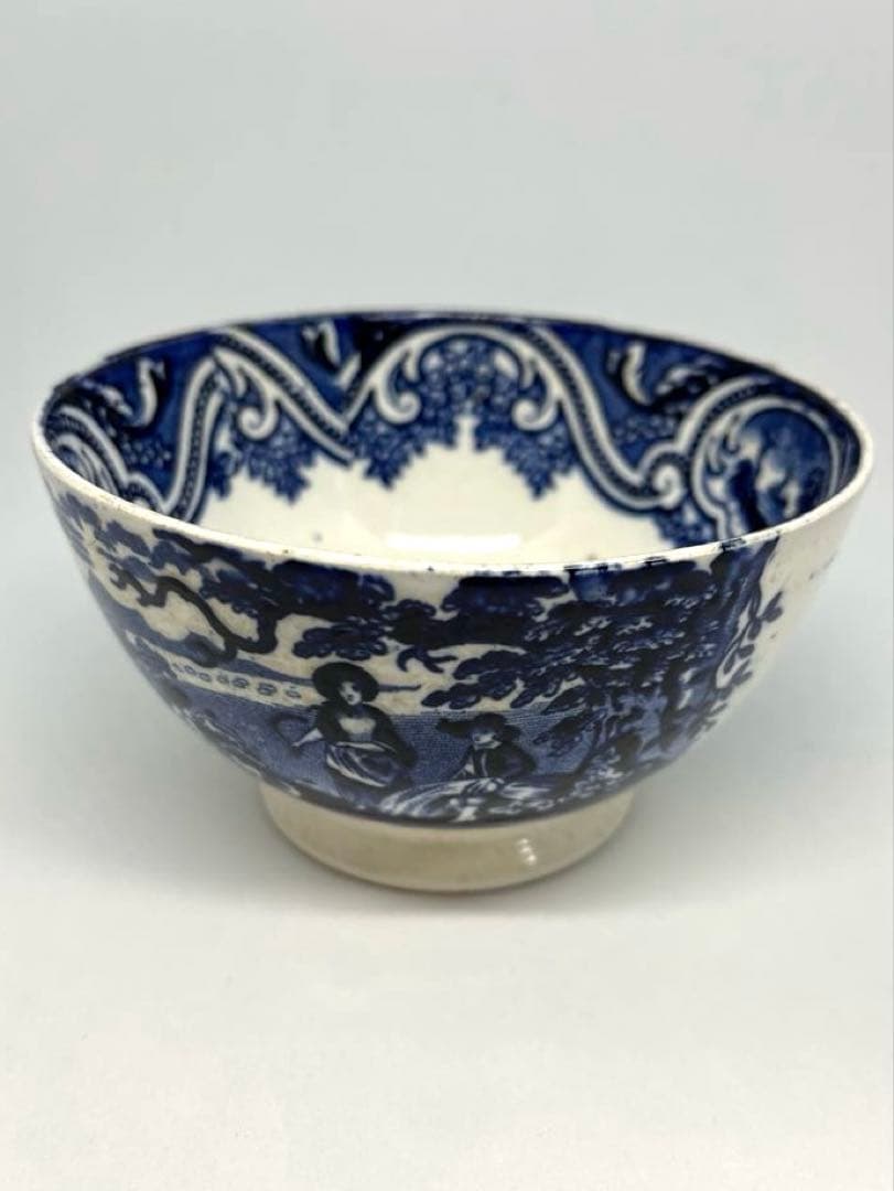 【オランダ銅版小鉢】染付人物風景文小鉢(デルフト）18世紀後半〜19世紀前半頃