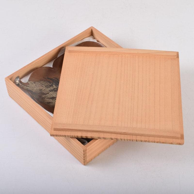 高岡銅器　西村義光作　鋳銅　葉形　盆　共箱　V　8542