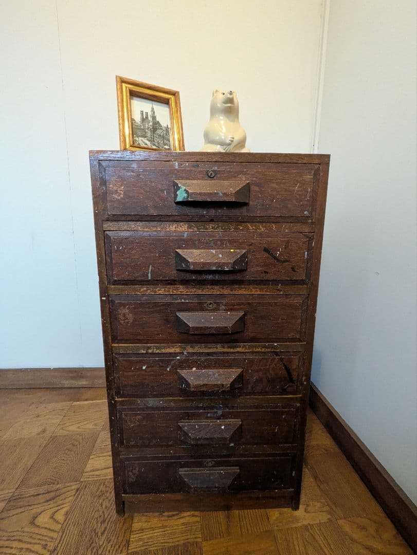 アンティーク ヴィンテージ レトロな大きな引出しシェルフ 木製