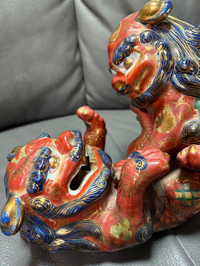 獅子　絡み獅子 戯れ獅子　置物