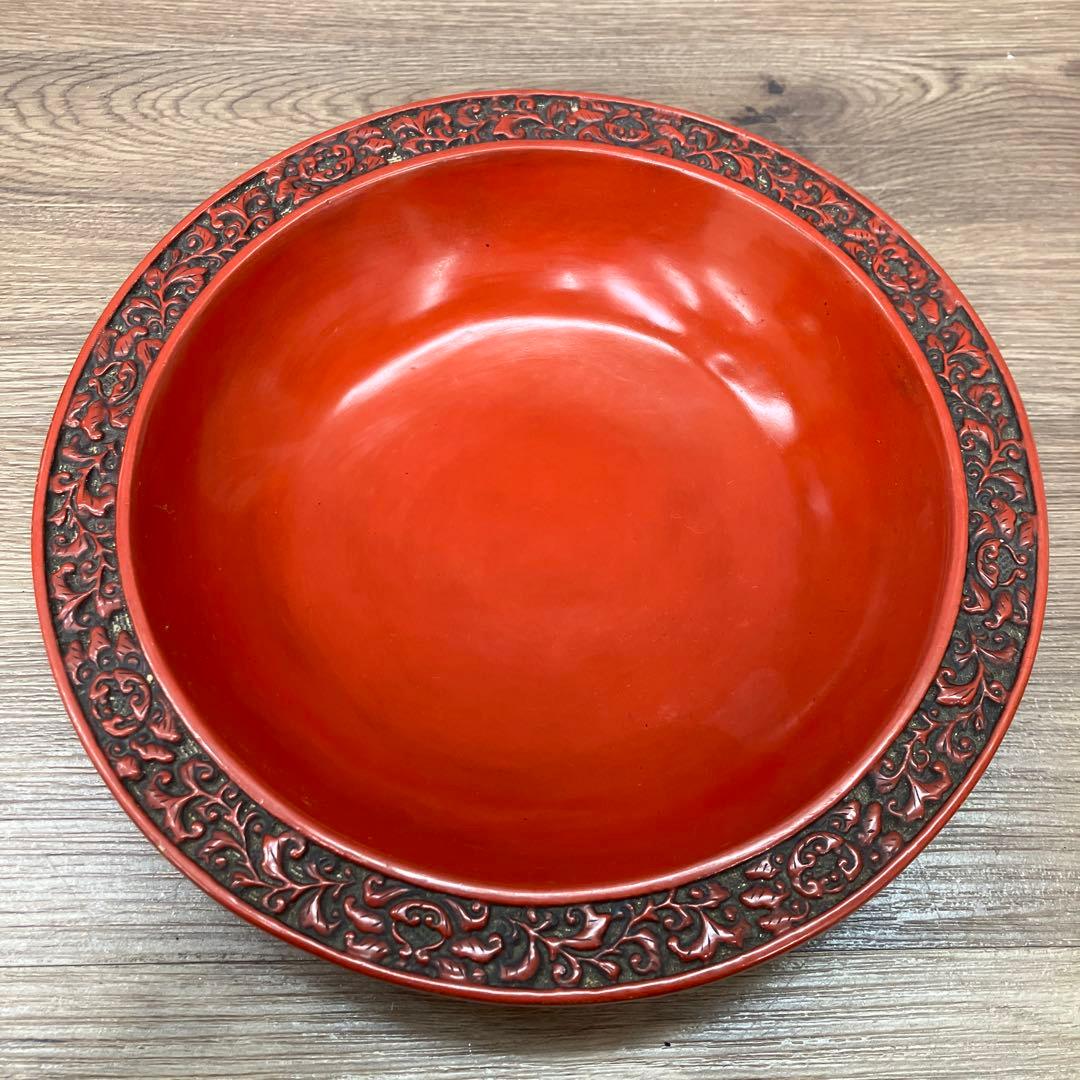 E-2 昭和レトロ 記念品 鎌倉彫風 漆器セット 三段重箱＆菓子鉢 記念刻印あり