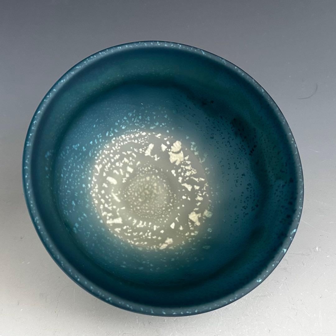 茶道具　彩色金銀箔入　クリスタル　茶碗　大川薫　共箱　ガラス　硝子　夏茶碗　茶会