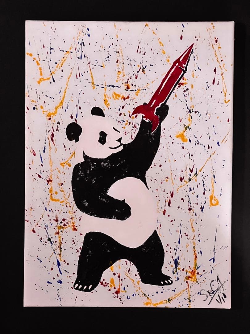 【原画一点物】パンダ×ロケットF4｜ペインテッド・サイレンス　ストリートアート