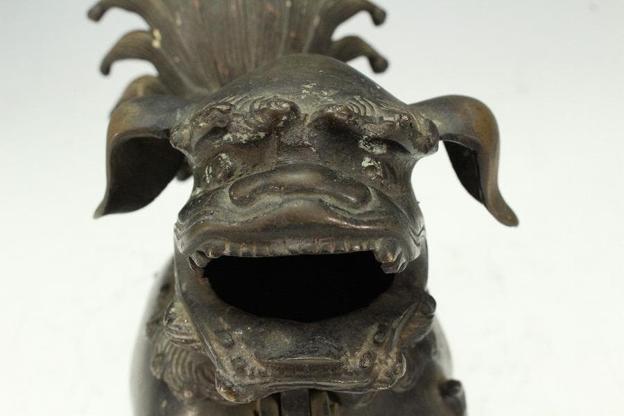 古銅 獅子 香炉 時代物(K-LC872)