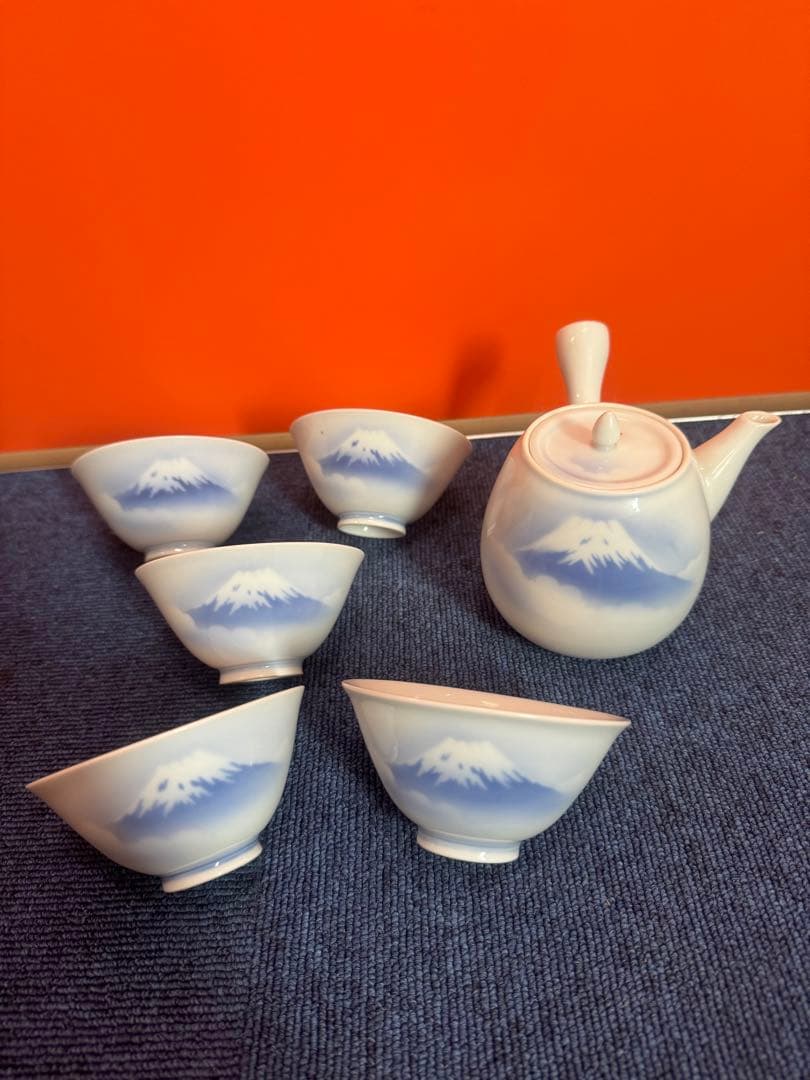 1836 深川製磁　富士山文　茶器セット　急須1客　湯呑5客