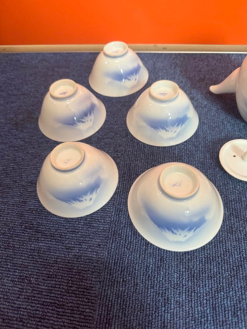 1836 深川製磁　富士山文　茶器セット　急須1客　湯呑5客