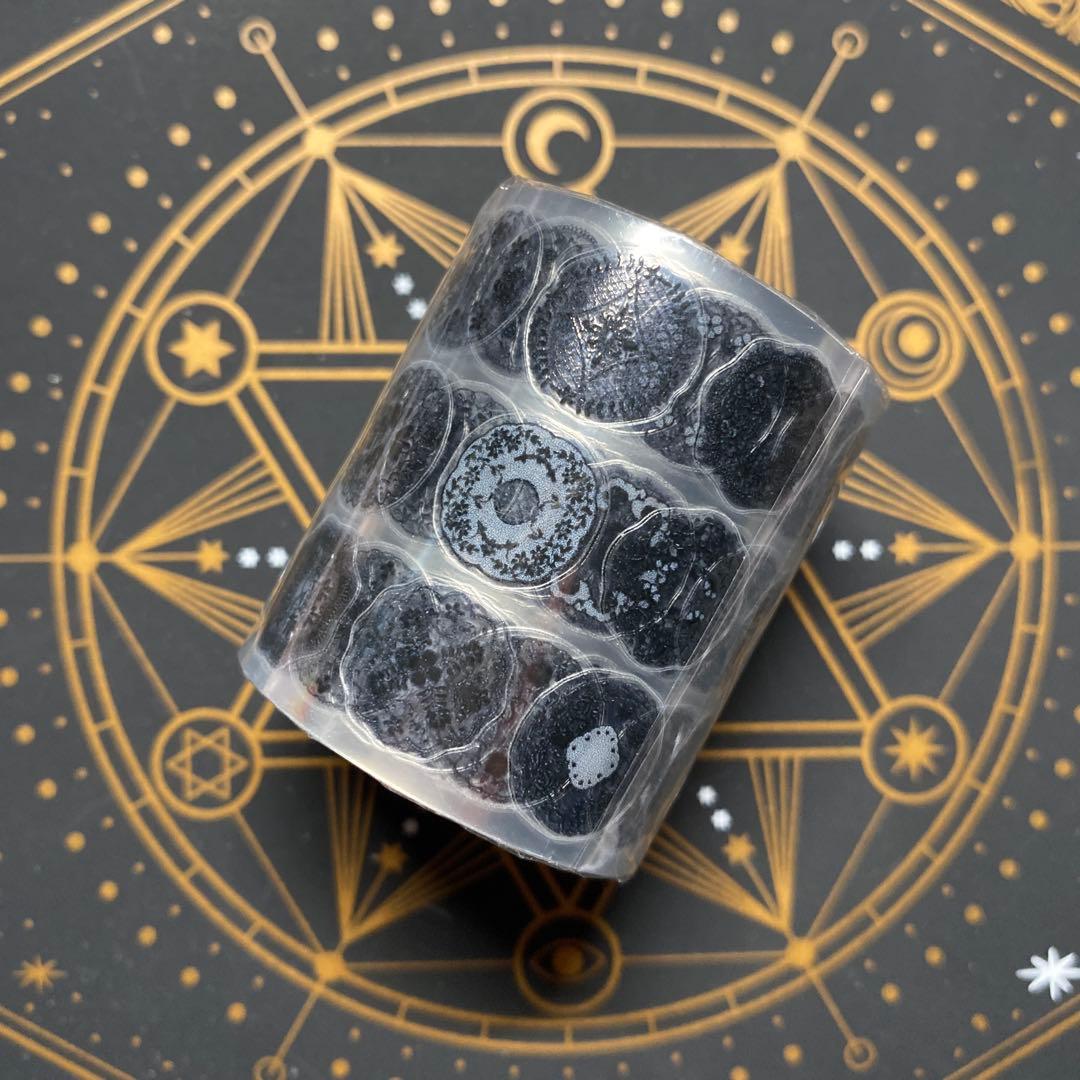 【8813】海外　マステ　5m巻売り　PETカッティング　レース　円形　黒