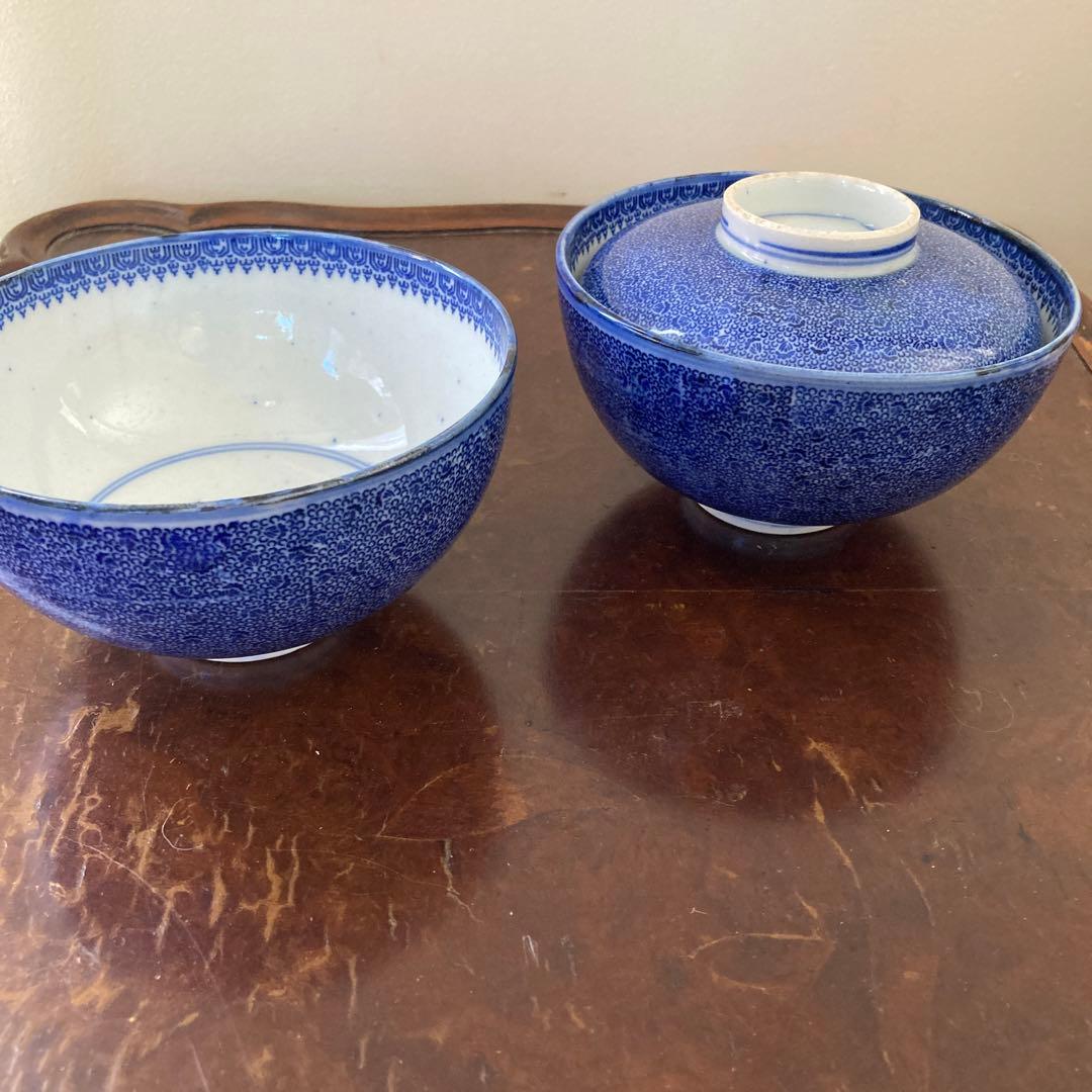 微塵唐草　二器セット　骨董　明治時代