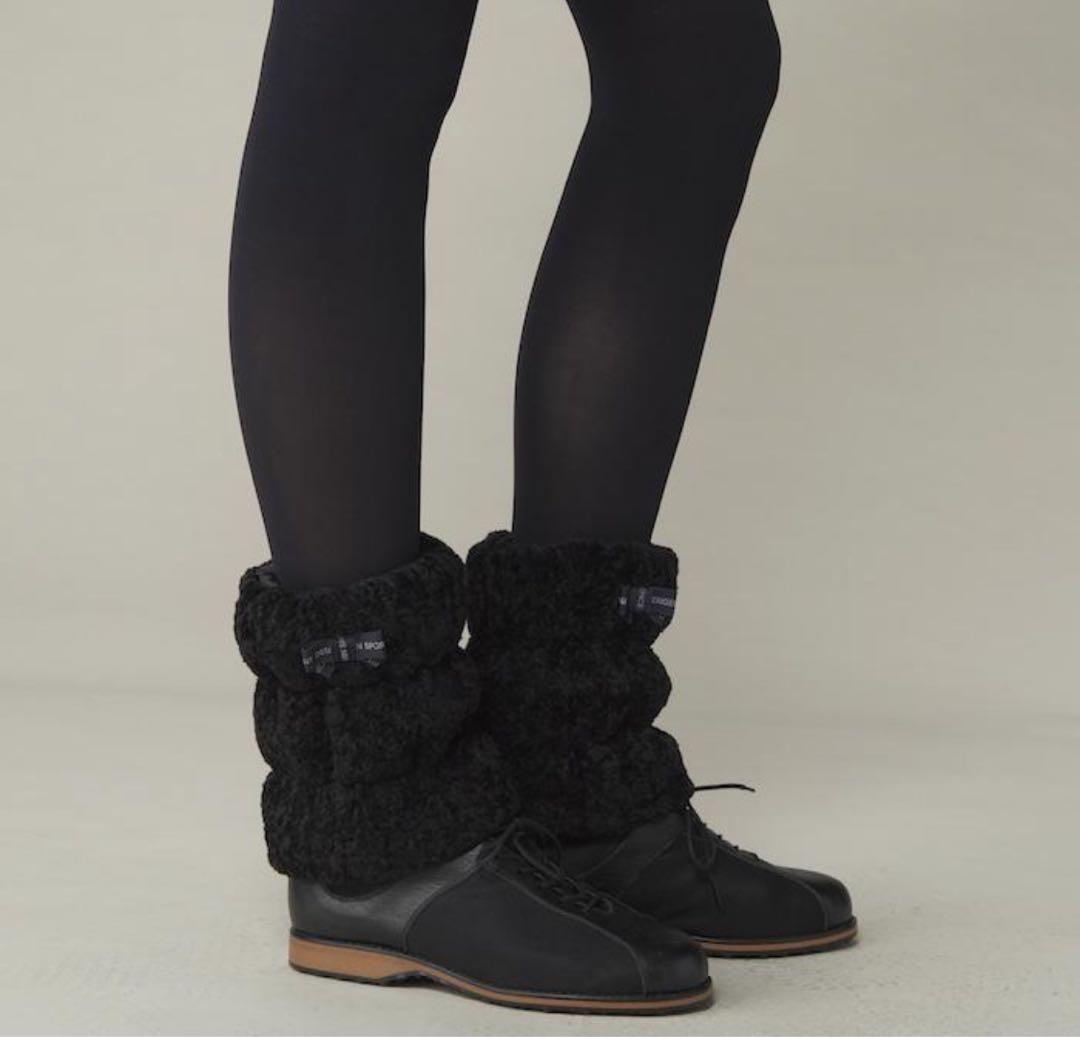 極美品 LANVIN SPORT 現行 リバーシブルレッグウォーマー BLACK