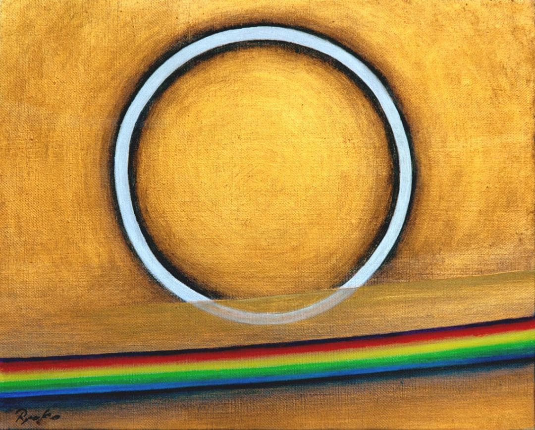 油絵 菅家令子 絵 絵画インテリ 額付(黒) F3-G142023 風景祈り希望