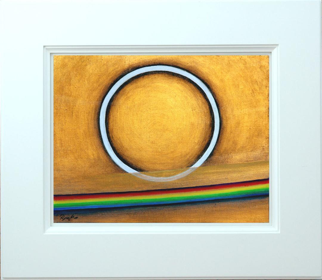 油絵 菅家令子 絵 絵画インテリ 額付(黒) F3-G142023 風景祈り希望