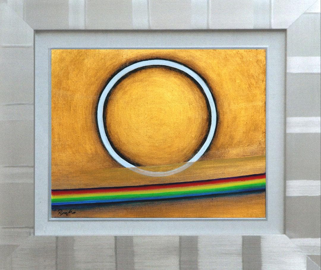 油絵 菅家令子 絵 絵画インテリ 額付(黒) F3-G142023 風景祈り希望