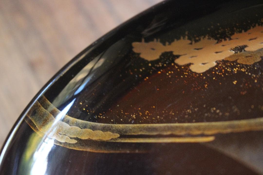 時代逸品！時代黒漆に優美な鶴遠山蒔絵の映える煮物椀2点（検蒔絵椀加賀蒔絵雑煮椀