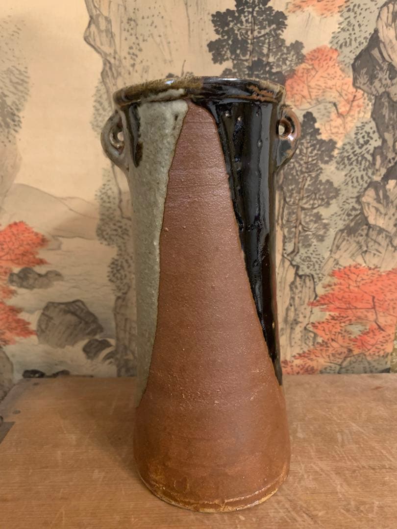 浜田庄司 花生 鉄釉 古美術252