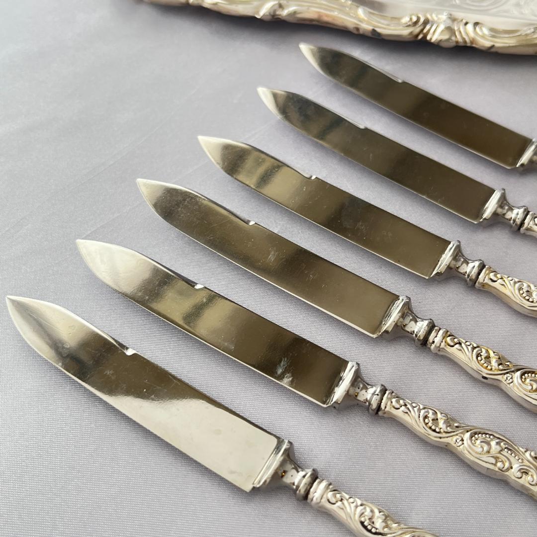 デコラティブなミニナイフ/バターナイフ 6本【シルバープレート】