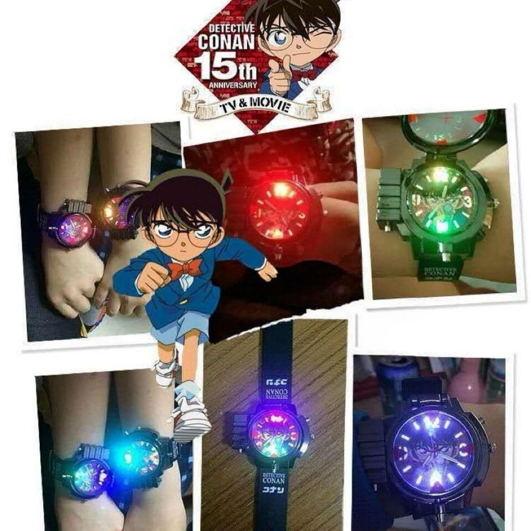 《2個セット割》【七色フラッシュライト付】コナン金属製時計型麻酔銃 予備電池付