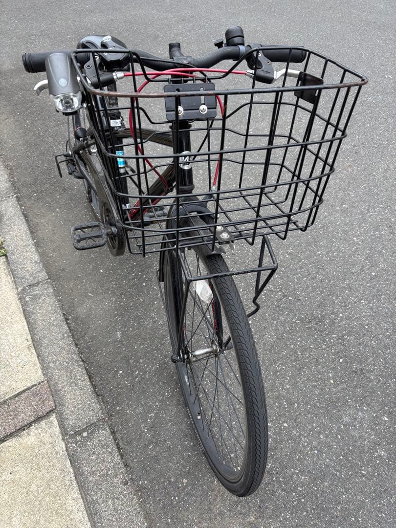 【麦茶】ブリヂストン シュライン ブラック 7段変速 前カゴ付き