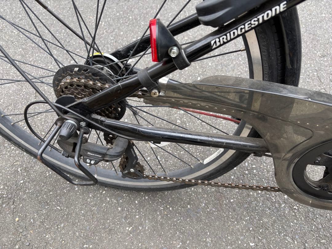 【麦茶】ブリヂストン シュライン ブラック 7段変速 前カゴ付き