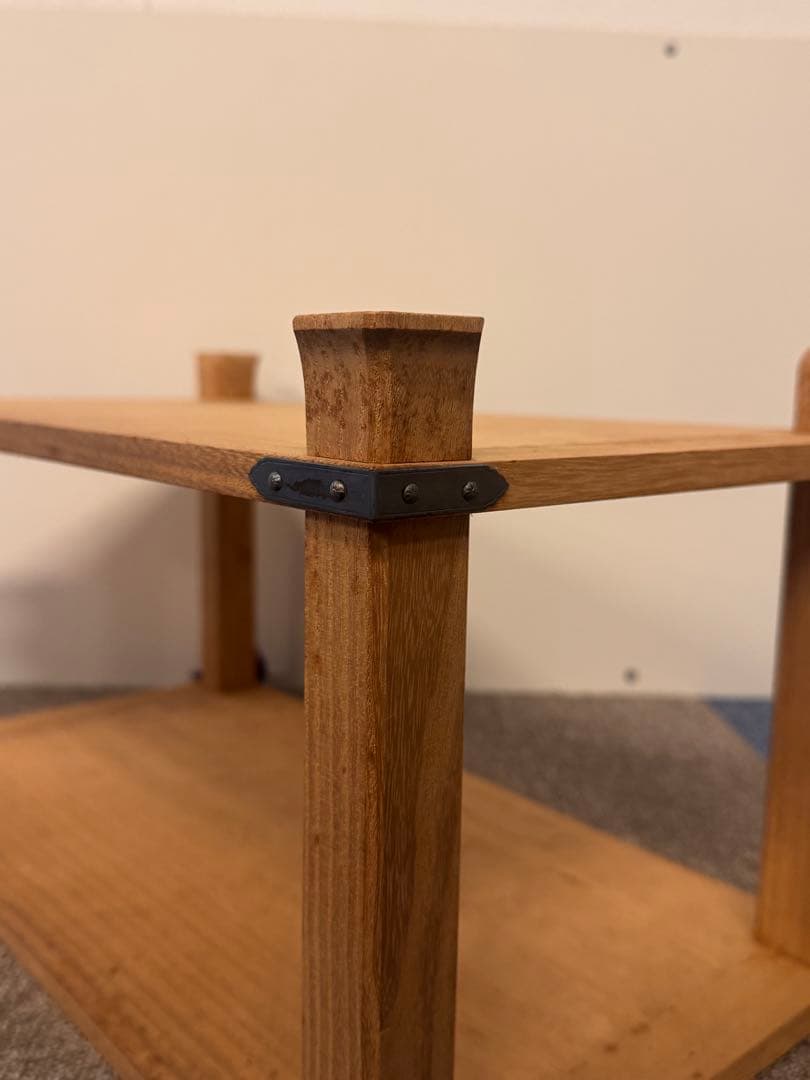 塗師 長谷川祐斎 作 冠基 房飾 共箱 木製 花台 二段