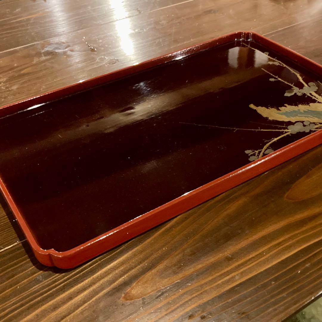 角盆 2枚揃 漆器 硯 文政8年(1825) 骨董品 アンティーク ヴィンテージ