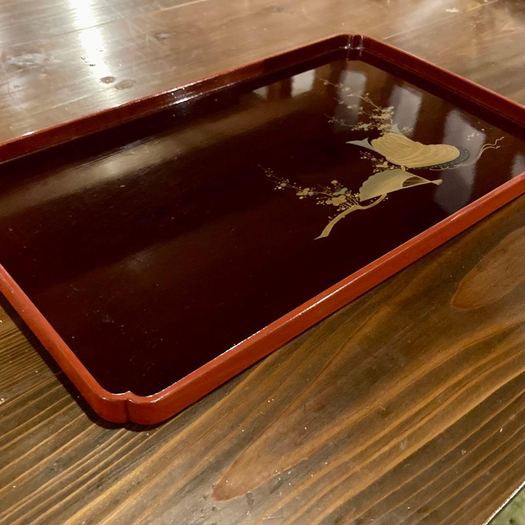 角盆 2枚揃 漆器 硯 文政8年(1825) 骨董品 アンティーク ヴィンテージ