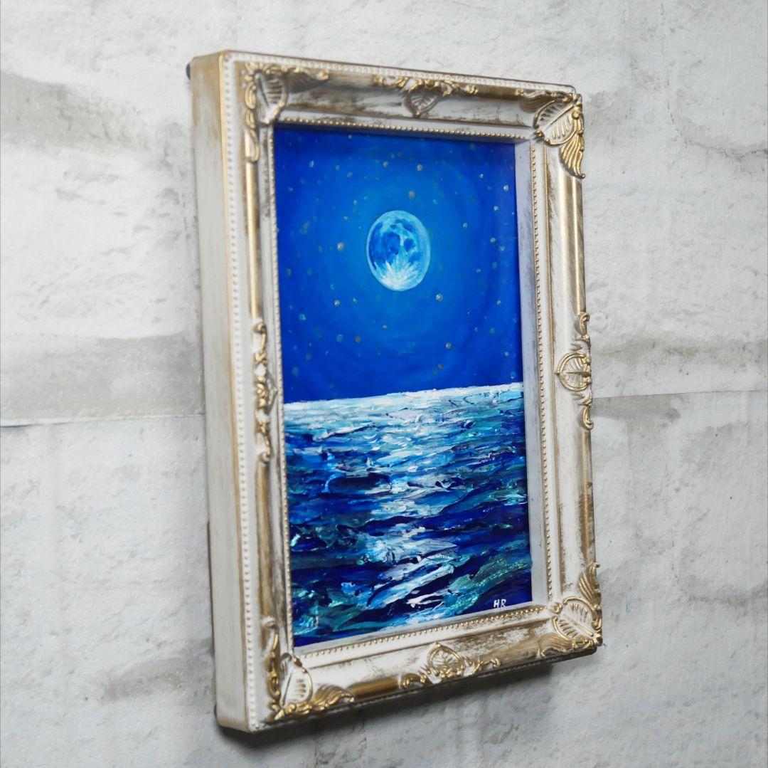 油絵 油彩 油彩画 絵 絵画 ミニ絵画【スーパーブルームーン】