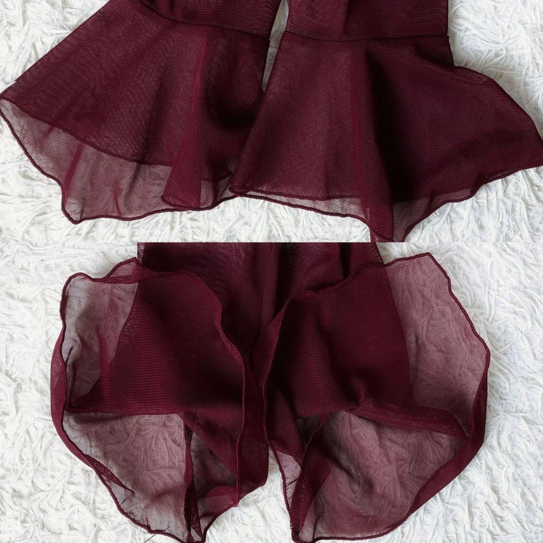 4極美品 社交ダンス フラメンコドレス スカートセットアップ バラモチーフ 赤