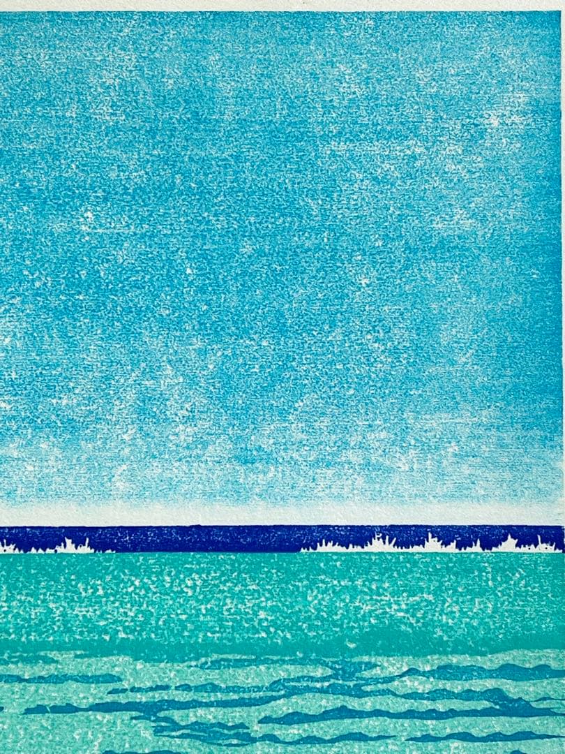 木版画『Peaceful blue 』