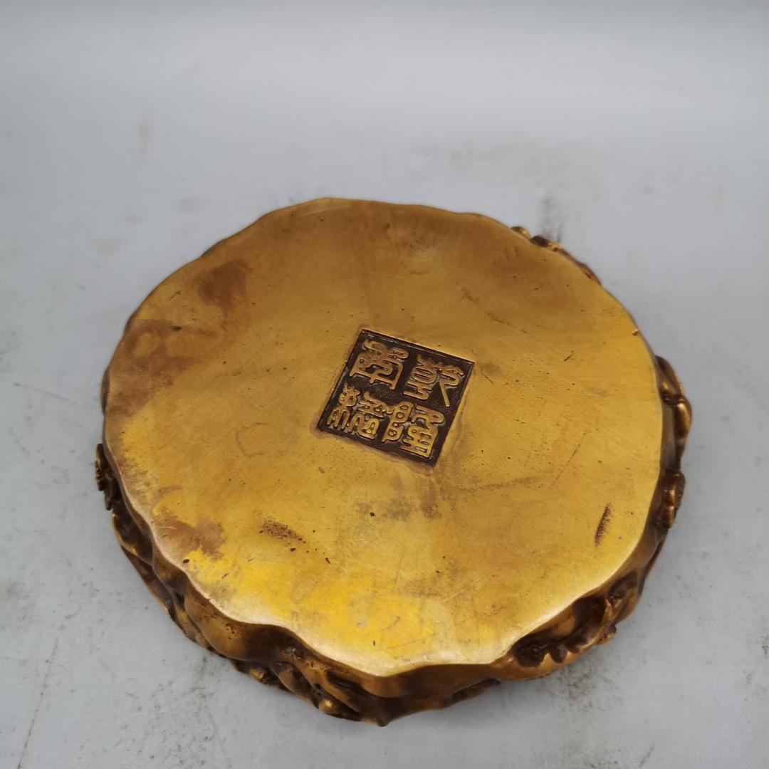 九尾狐 キツネ 香炉 金属細工 茶道具 置物 インテリア 黄銅色 ビンテージ