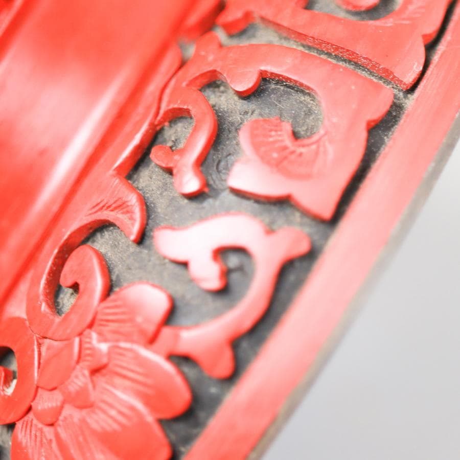 紫禁城 中国堆朱 七宝花瓶 25cm