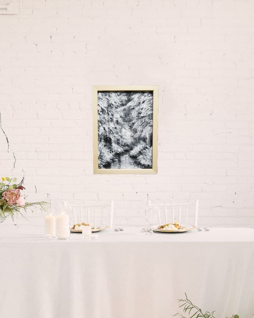 油絵 油彩 油彩画 絵 絵画 【白黒の森の川】